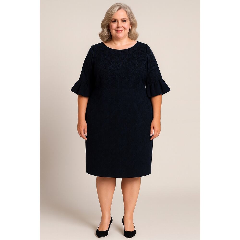 Shelby & Palmer Dark Navy Bell Sleeve Sheath Dress – Size 22W‎